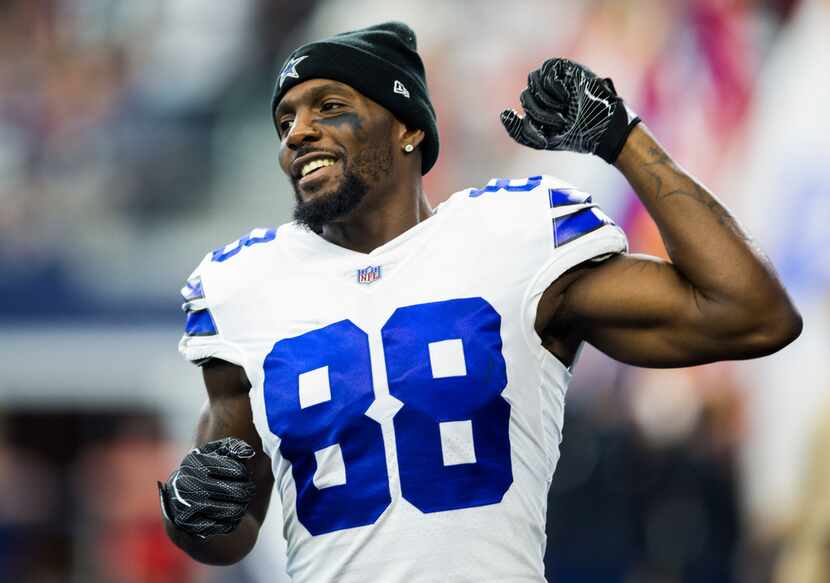 Dallas Cowboys wide receiver Dez Bryant (88) cheers before an NFL game between the Dallas...