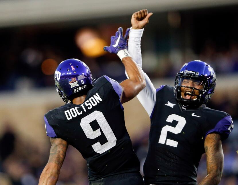 Oct 29, 2015; Fort Worth, TX, USA; TCU Horned Frogs wide receiver Josh Doctson (9)...