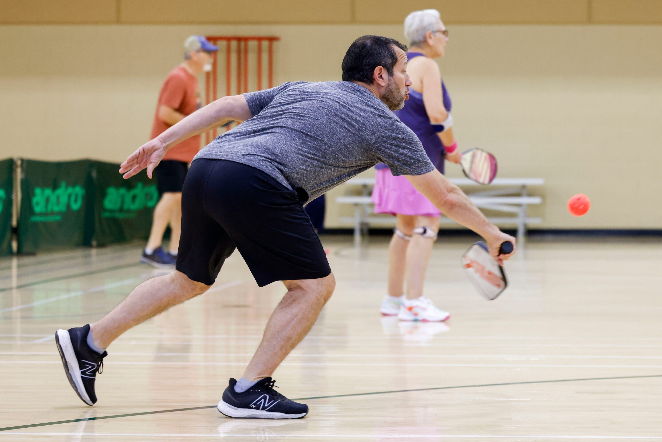 Eric Spraul of Carrollton hits during his regular pickle ball game on Friday, May 26, 2023...