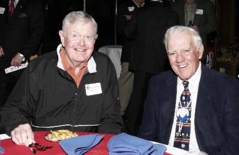 Darell Royal and Ara Parseghian at the Cotton Bowl Hall of Fame 07
__
Darrell Royal (left)...