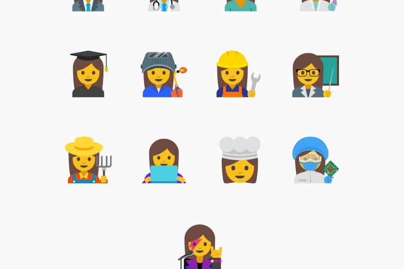 This image provided by Google shows proposed female emojis. Google said it wants to create a...