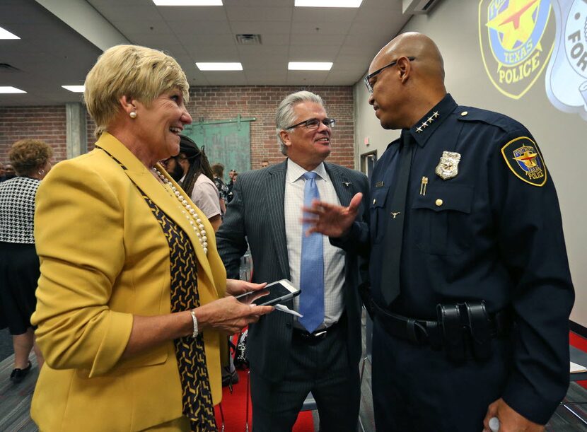 Fort Worth Mayor Betsy Price and City Manager David Cooke (center) were on hand for the...