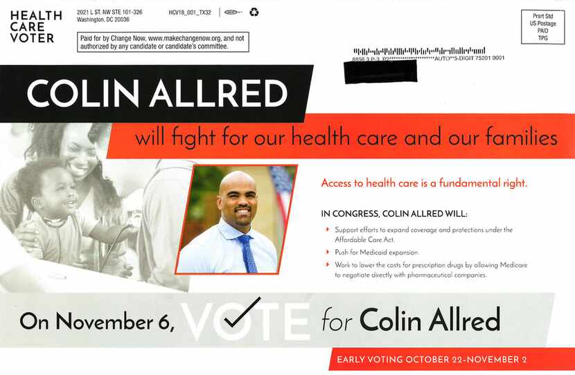 A Change Now political mailer in favor of Colin Allred. (Change Now)