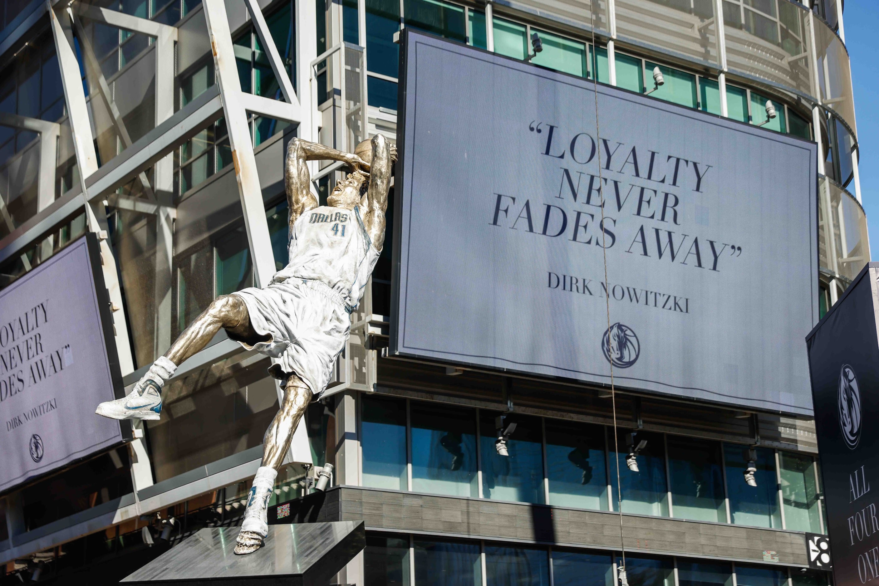 Dirk Nowitzki statue unveiled during a Christmas Day ceremony at American Airlines Center...