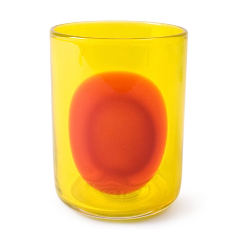 Hand-blown Dot glasses are dishwasher safe.