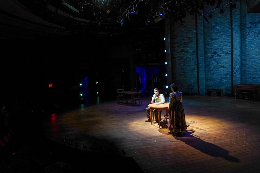 Actors rehearse for the Dallas Theater Center's multilingual adaptation of the classic play...