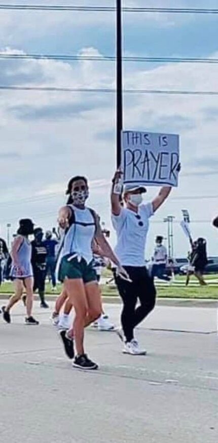 Frisco 20-year-olds Sidney Cox (left) and Georgia McGee (holding sign) initially imagined...