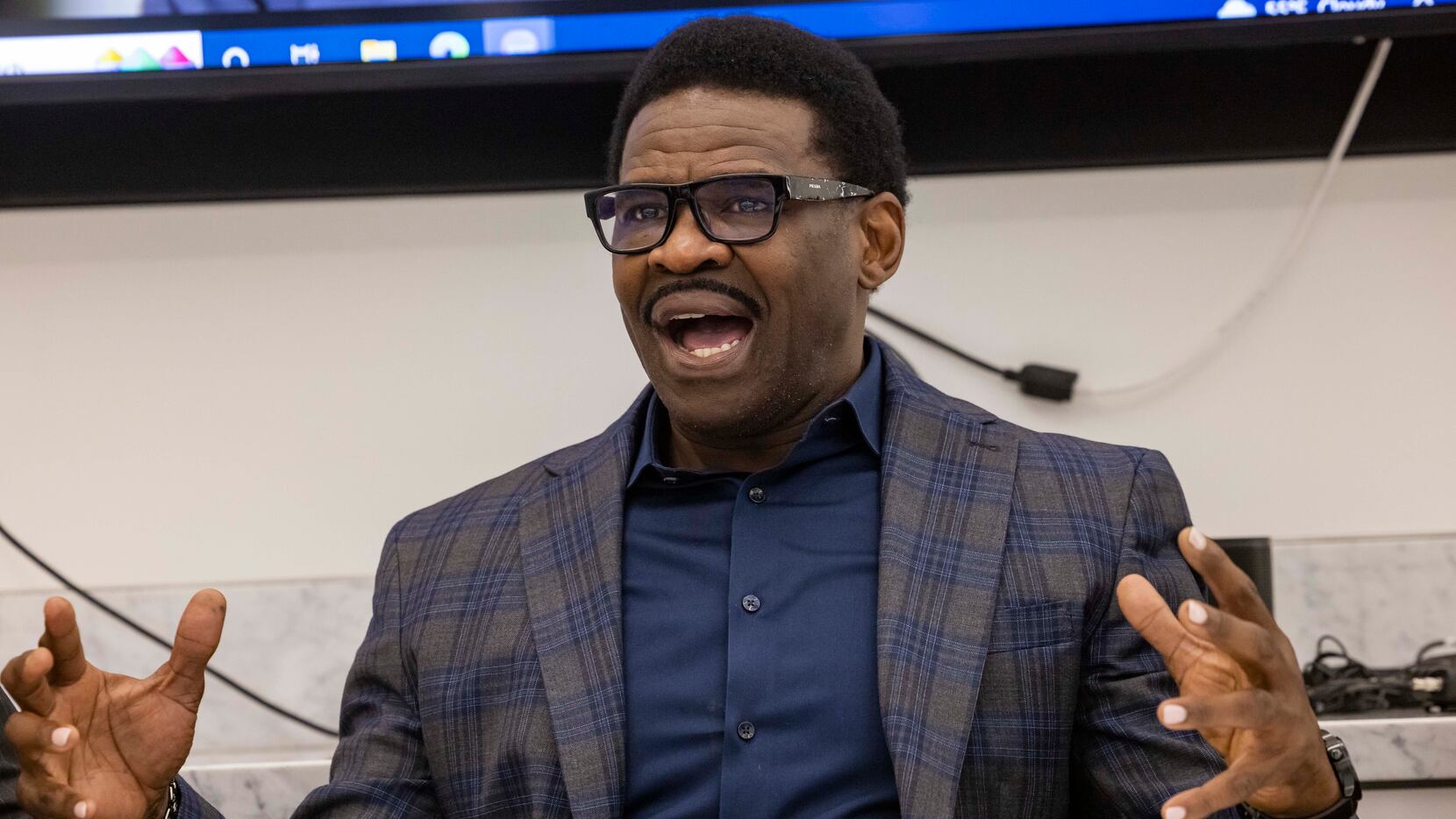 Former Cowboys wide receiver Michael Irvin speaks during a press conference to address a...