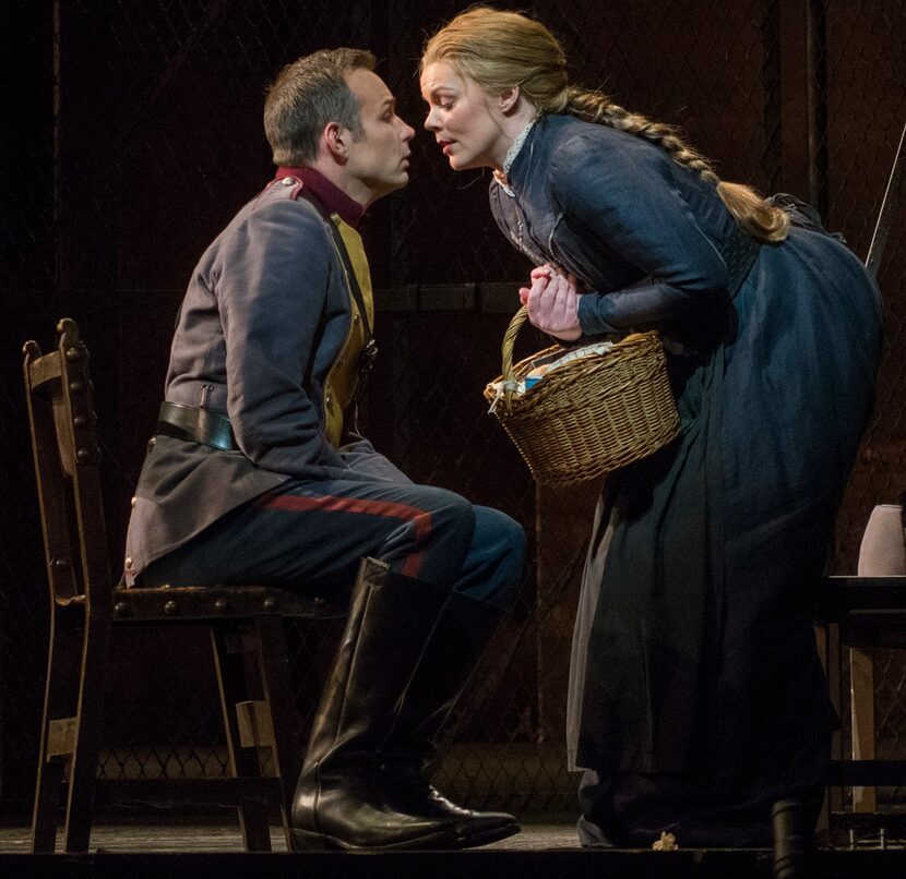 Stephen Costello plays Don José and Sara Gartland is Micaëla during a dress rehearsal of the...