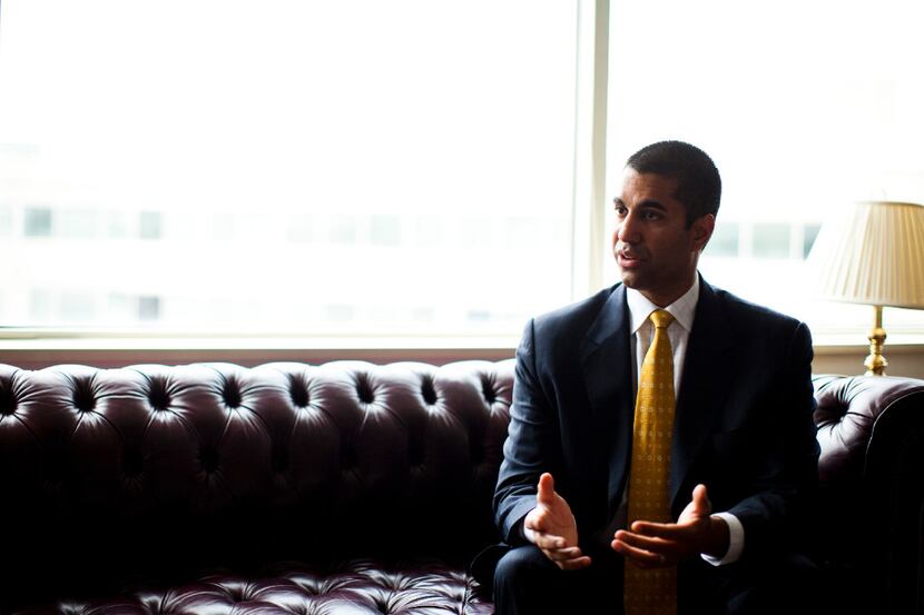 FCC Commissioner Ajit Pai in his office in Washington, Aug.16, 2013, Pai has aggressively...