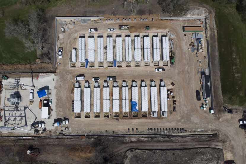 The Gambit Energy Storage Park under construction in Angleton on March 4. A Tesla Inc....
