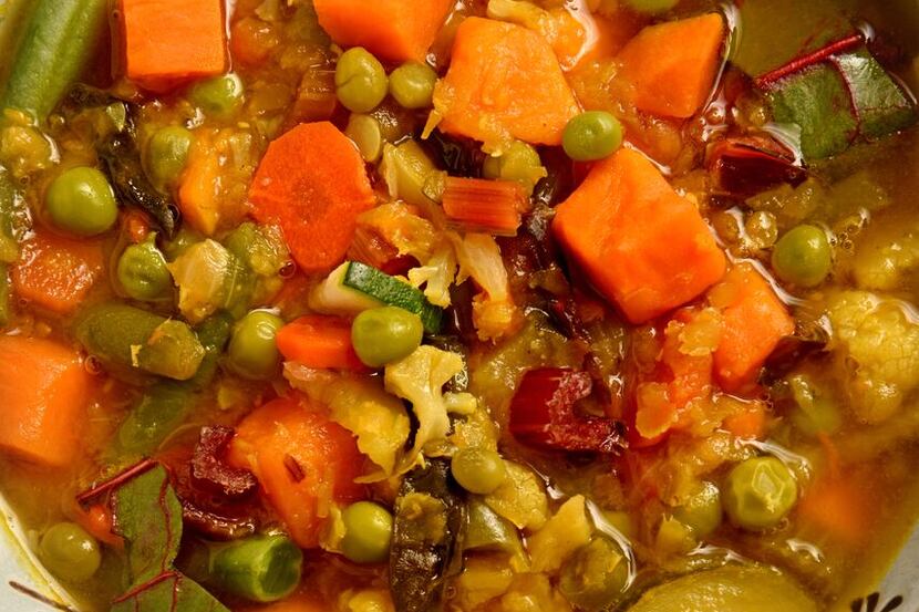 This Mixed Vegetable Soup includes red lentils, cauliflower florets, carrots, celery,...