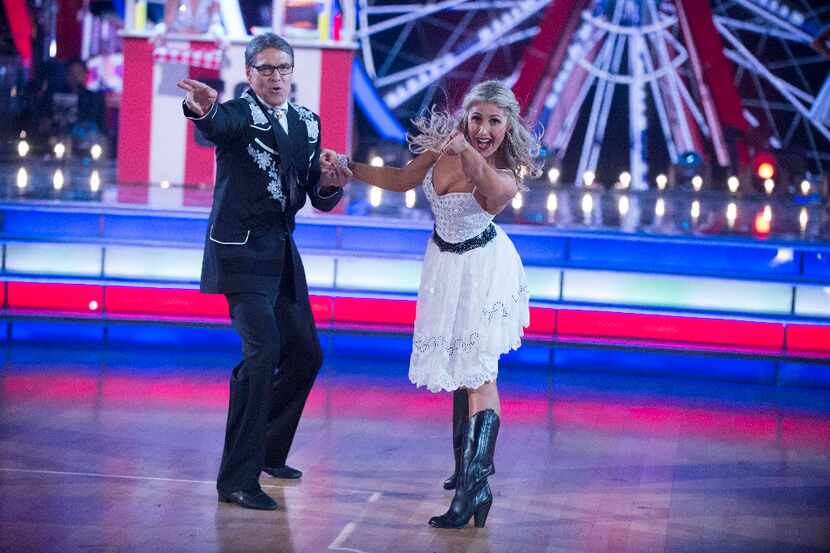 Former Governor Rick Perry dances with partner Emma Slater in the season premiere of...