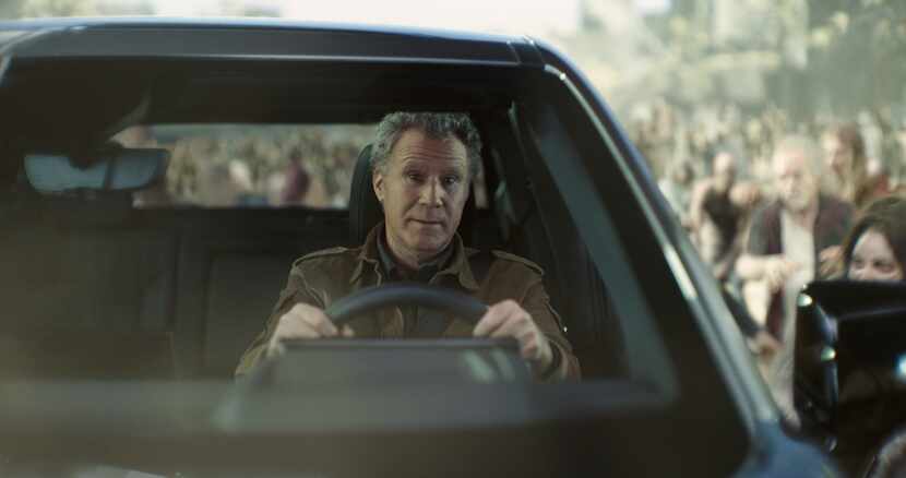 Will Ferrell drives a GMC Sierra EV Denali as he is chased by zombies from Netflix's Army of...