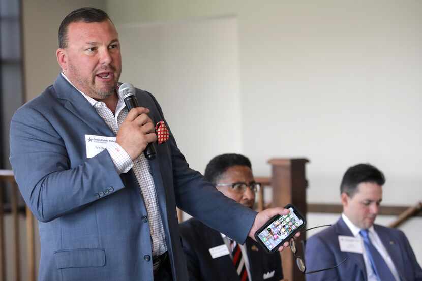 Frederick Frazier speaks during a Parent Empowerment Tour luncheon in McKinney on Apr. 21,...