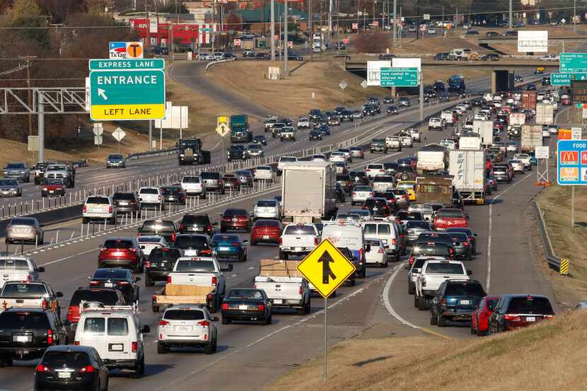 Early morning westbound traffic merges onto I-635 near Forest Lane Thursday, December 14,...