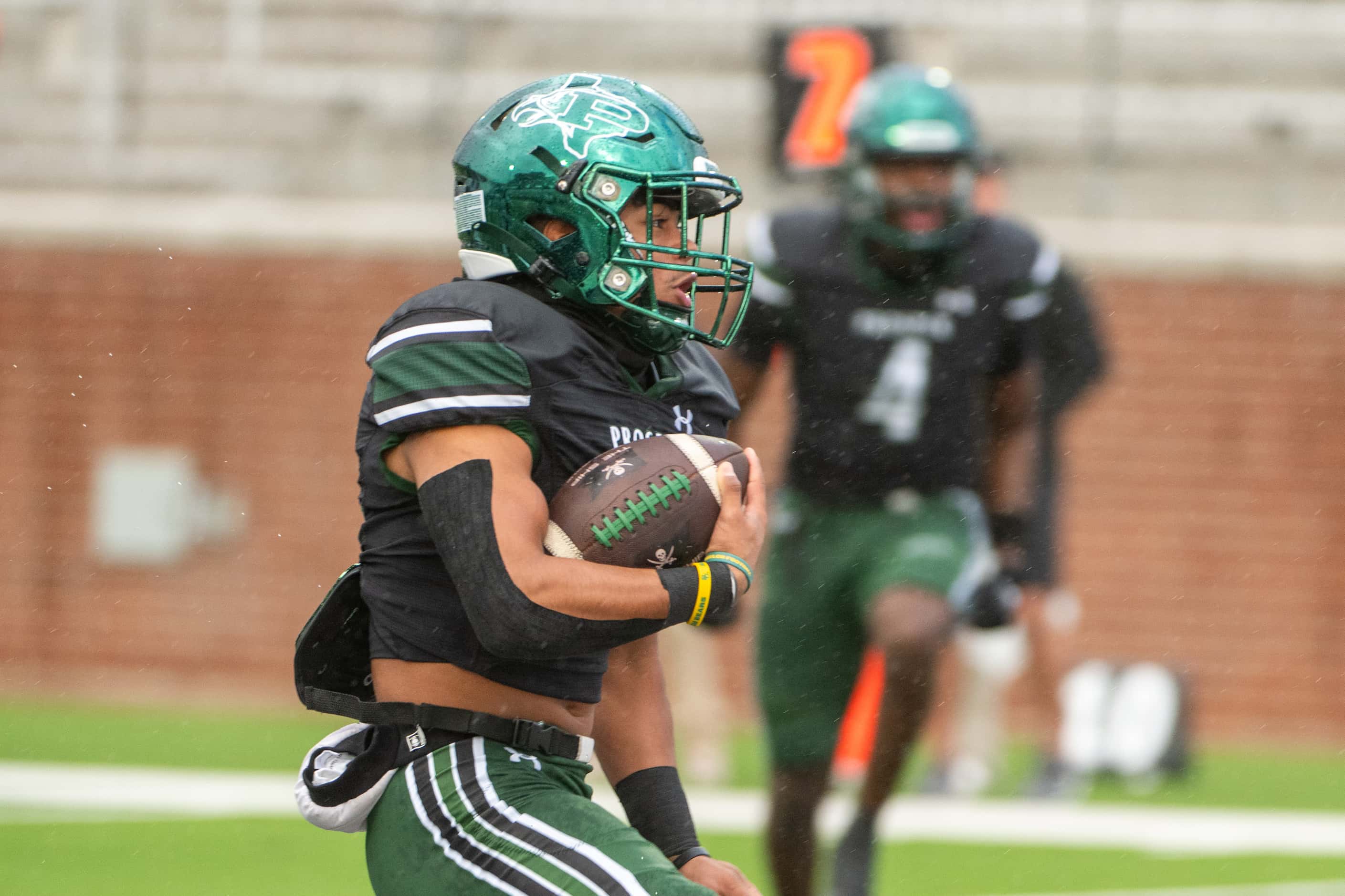 Prosper's Leo Anguiano (22) runs for a touchdown in the first half during a high school...