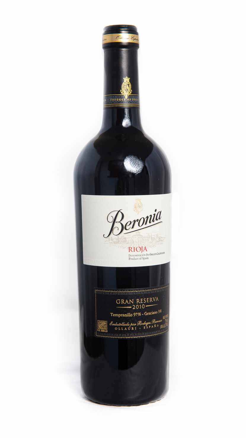 A bottle of the Beronia Gran Reserva Rioja, 2010, Spain, tasted by The Dallas Morning News...