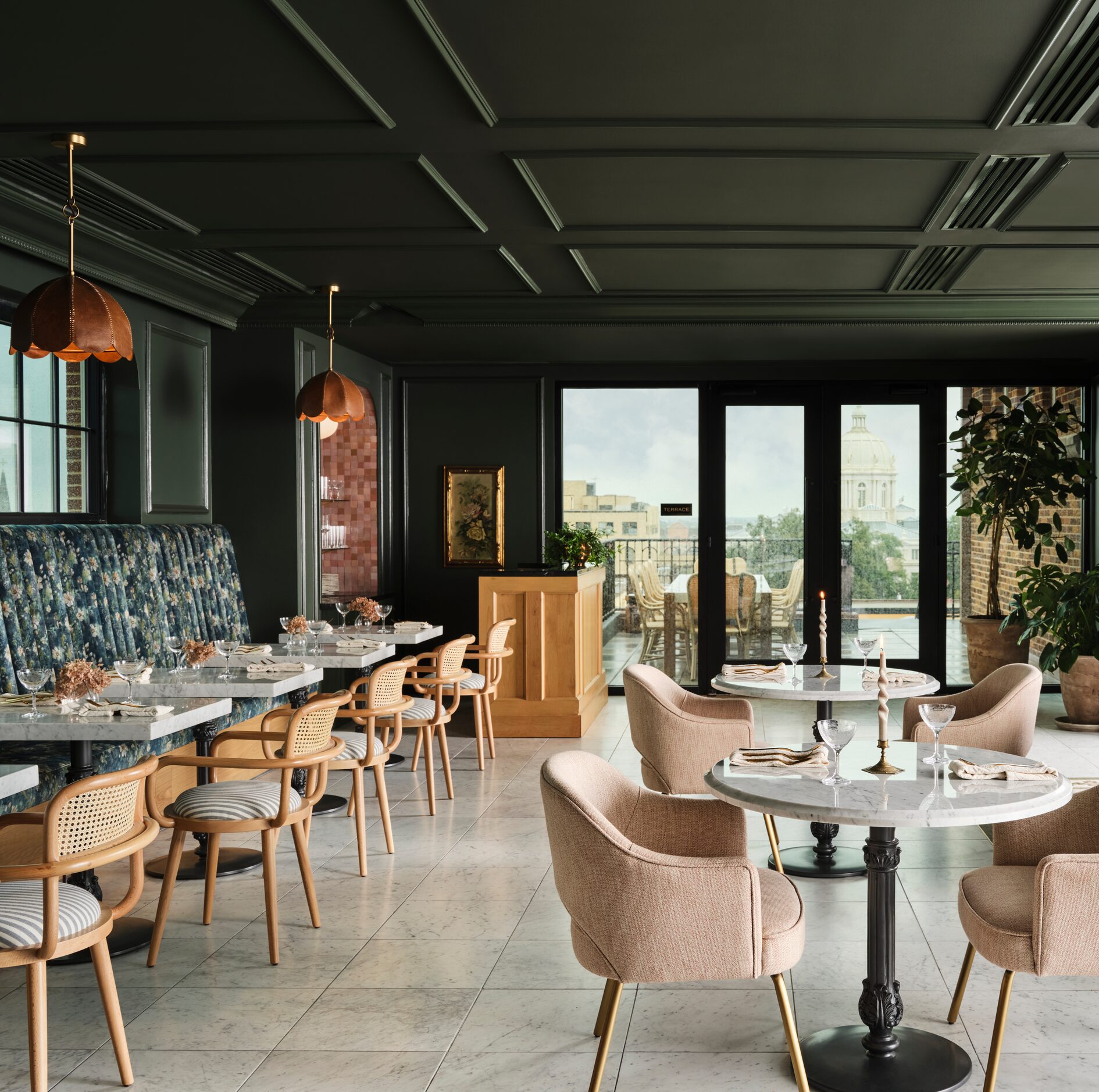 Warm design is a huge part of the allure at Hotel 1928 and its rooftop restaurant Bertie's...