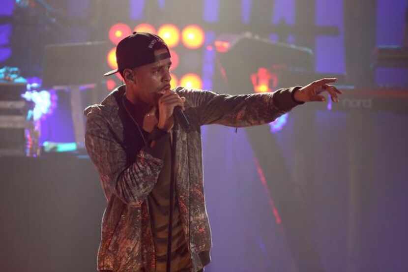 
J. Cole performs at the VH1 Super Bowl Blitz Concert on the campus of Queens College on...