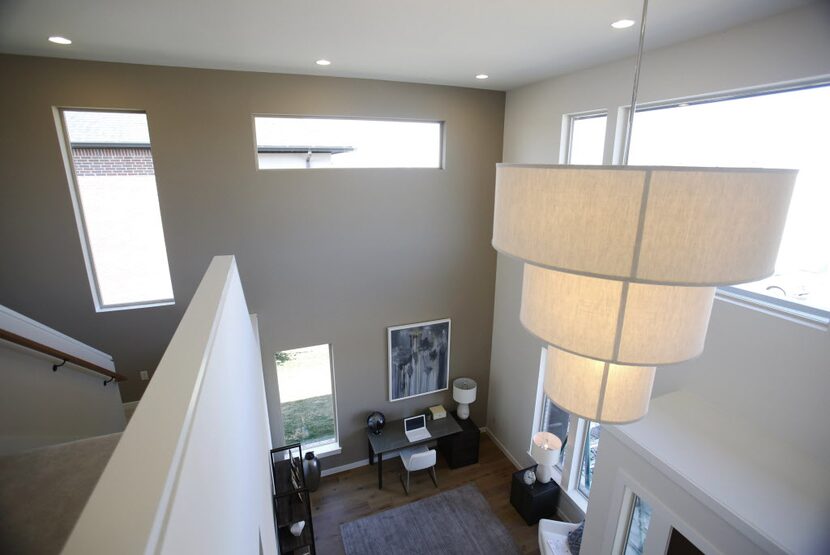 View from upstairs looking down in the MainVue Homes Carmel Q1 model home at Phillips Creek...