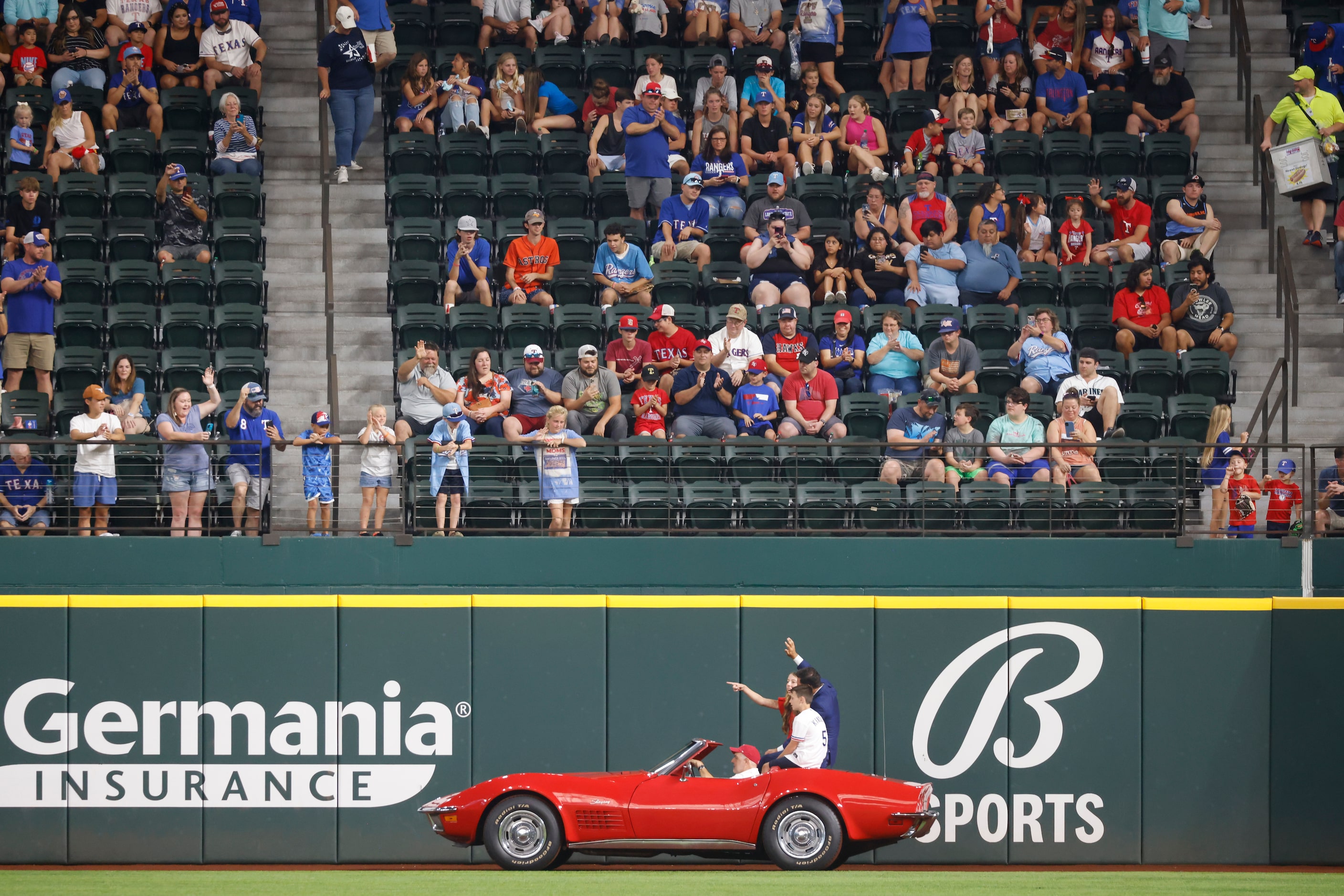 Former Texas Ranger Ian Kinsler exits the induction ceremony at Globe Life Field in...