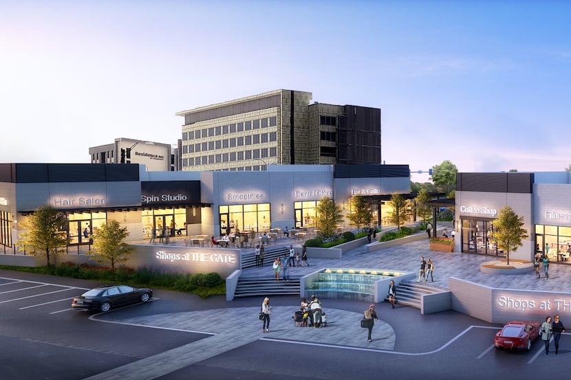 The new building under construction in The Gate project in Frisco will include retail and...