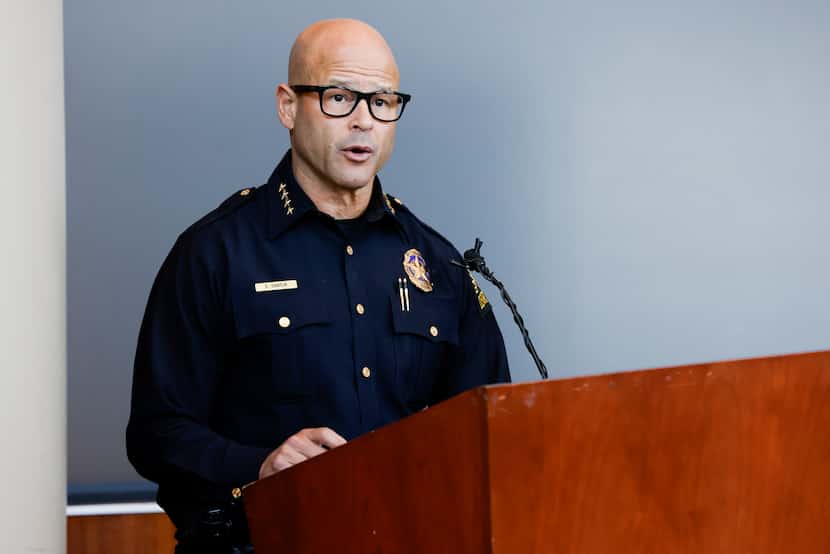 Dallas police Chief Eddie García provides an update on the officer-involved shooting, where...