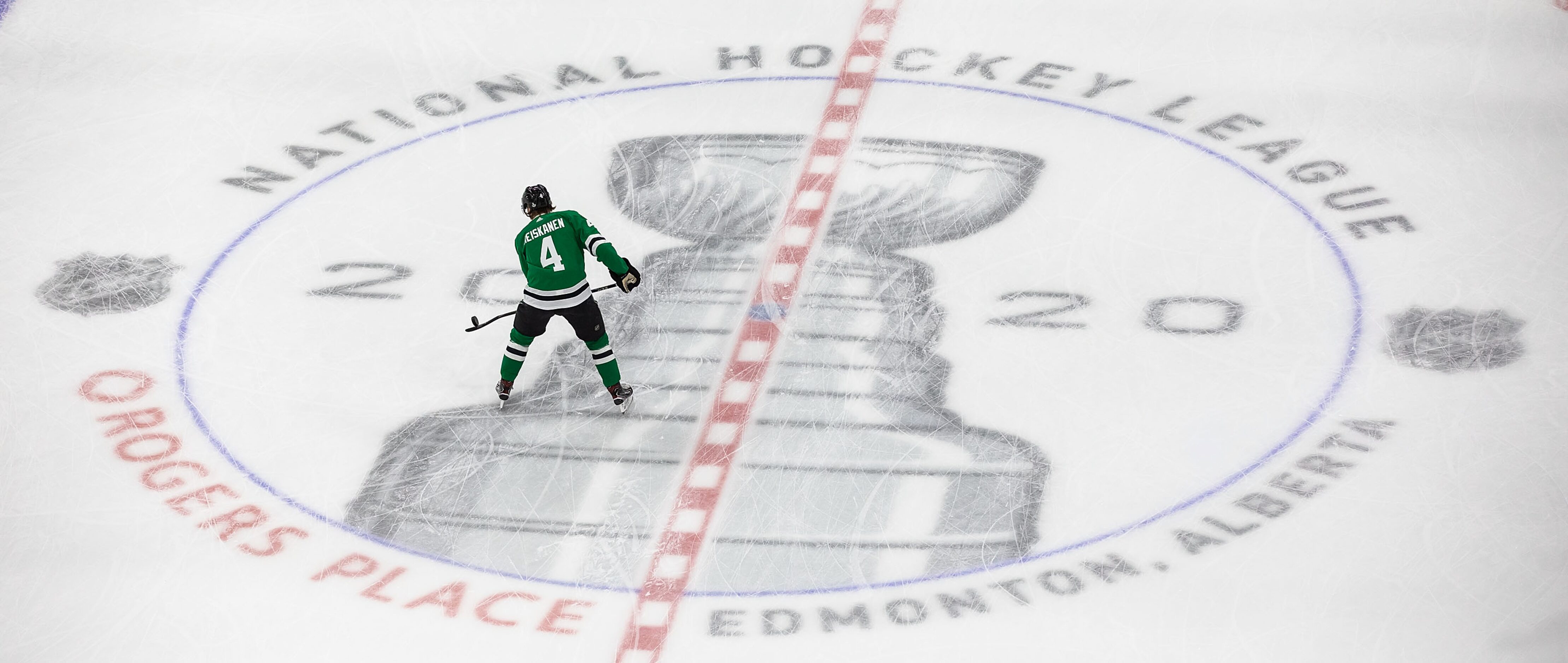 Miro Heiskanen (4) of the Dallas Stars warms up during Game Six of the Stanley Cup Final...