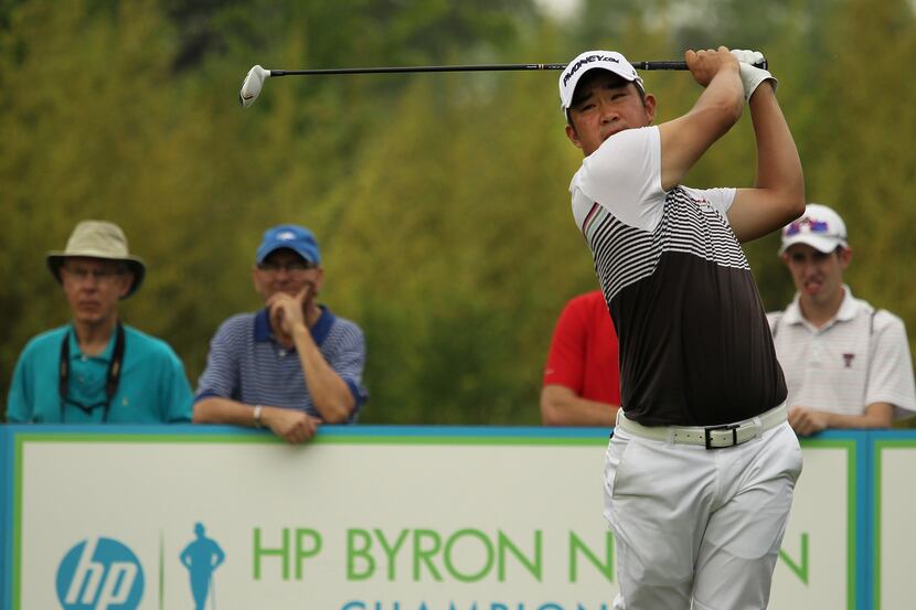 PGA pro John Huh tees off on number 9 during the Second Round at the HP Byron Nelson at the...