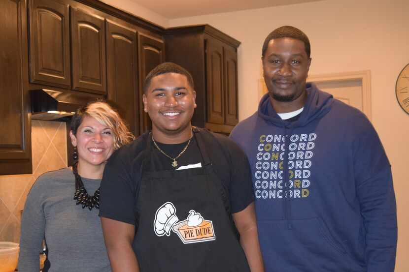 DeSoto's "The Pie Dude" (center, Kevin Robinson Jr.) with his mother Jackie and father Kevin...