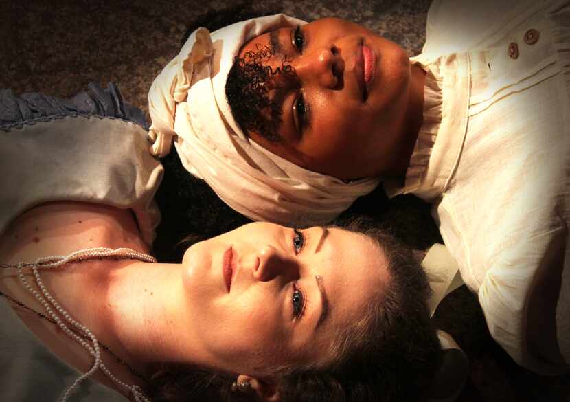 Victoria Lloyd (top) stars as Zuri and Christina Cranshaw as Emily in Undermain Theatre's...