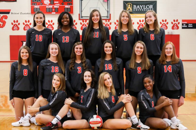 Members of the District 8-6A champion Lake Highlands volleyball team are, front row, l-r,...