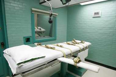 The gurney in Huntsville, Texas, where inmates are strapped down to receive a lethal dose of...
