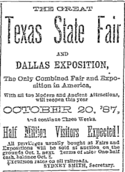 Advertisement for the 1937 Texas State Fair and Dallas Exposition.