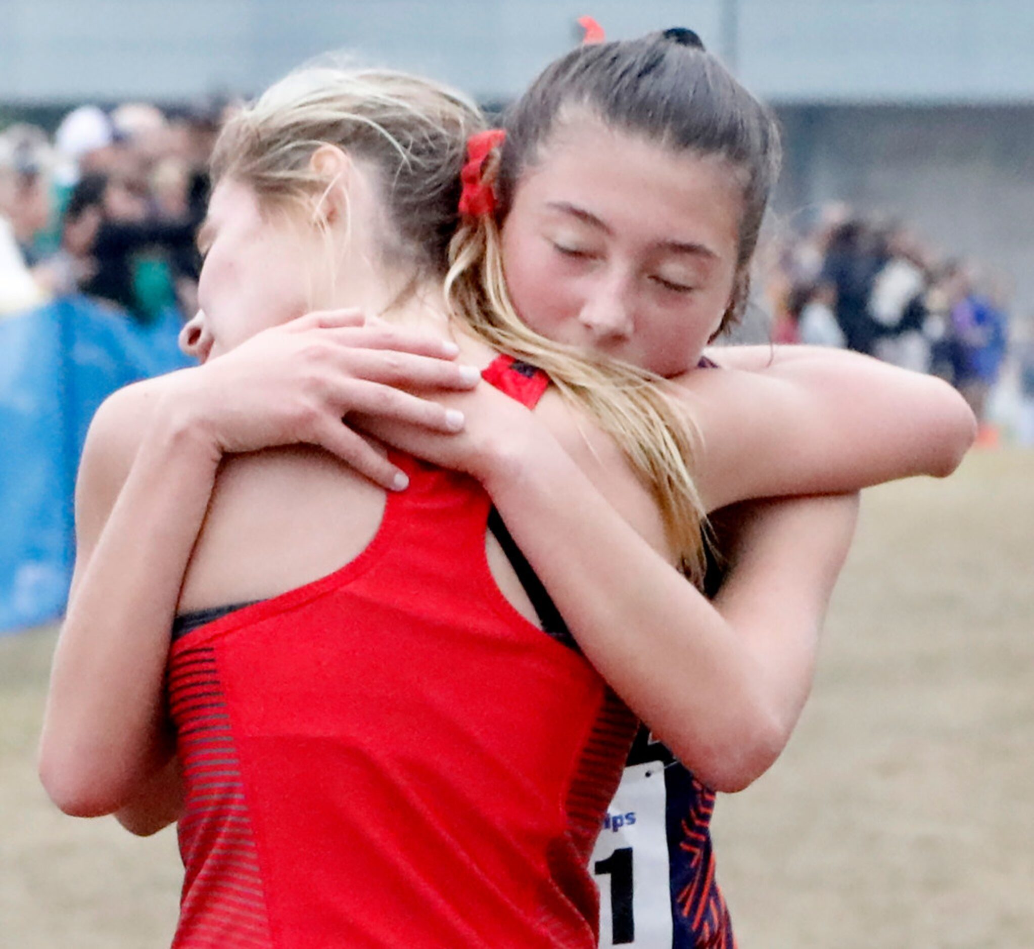 Lovejoy High School's Amy Morefield (left) and McKinney North High School's London Culbreath...