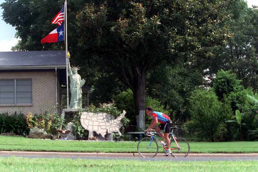 Olympic cyclist Lance Armstrong trains east of Austin along FM 973, Hog Eye Rd., and MLK...