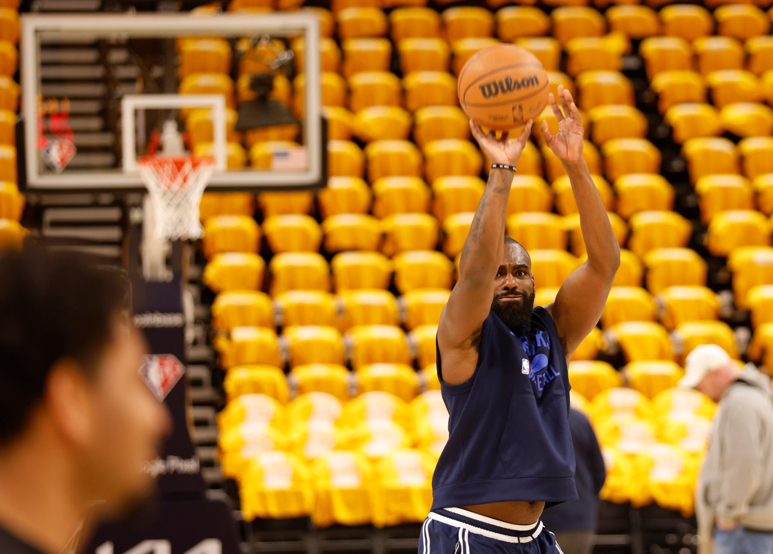 Dallas Mavericks forward Tim Hardaway Jr. (11) shoots during warmups of game 4 of an NBA...