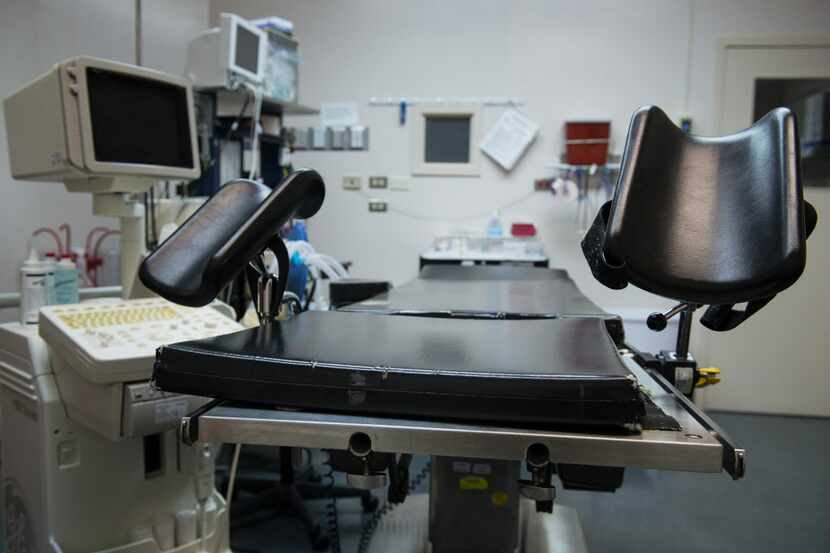 An exam table stands in an operating room at the Whole Woman's Health abortion clinic in San...