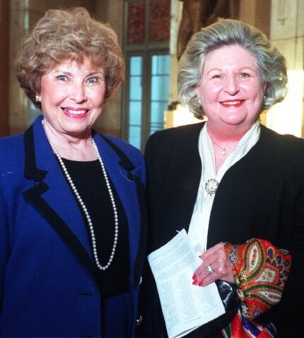  Nancy Cheney (left) and Lindalyn Adams at An Evening  With Nellie Connally in The Hall of...