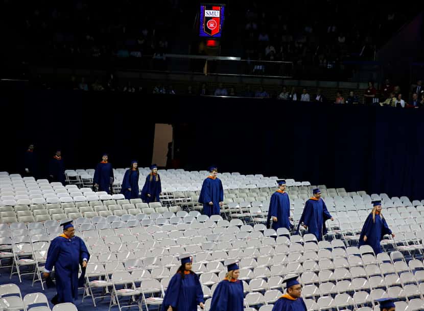 Students file in to Moody Coliseum during the SMU May Commencement Convocation Saturday, May...