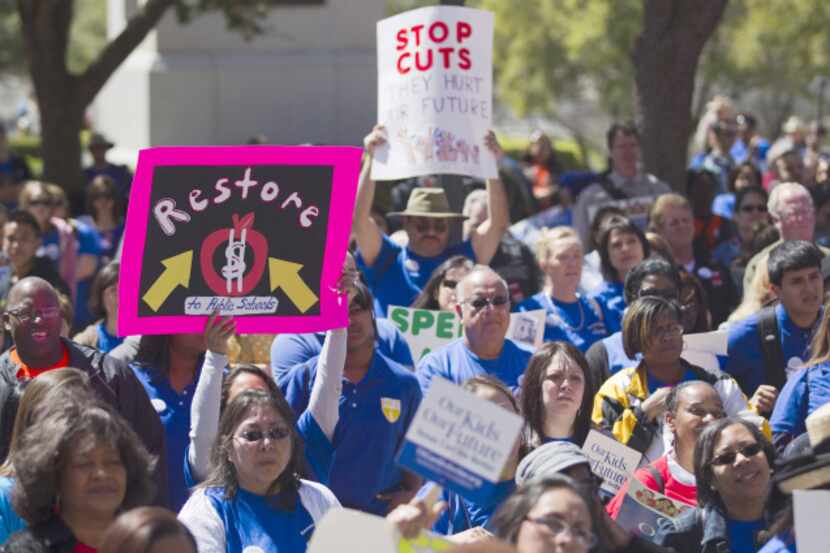 Texas AFT members rallied at the state Capitol on Monday to support school employees,...
