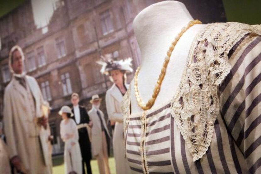 
Costumes from the hit British television drama "Downton Abbey" at the Winterthur Museum in...