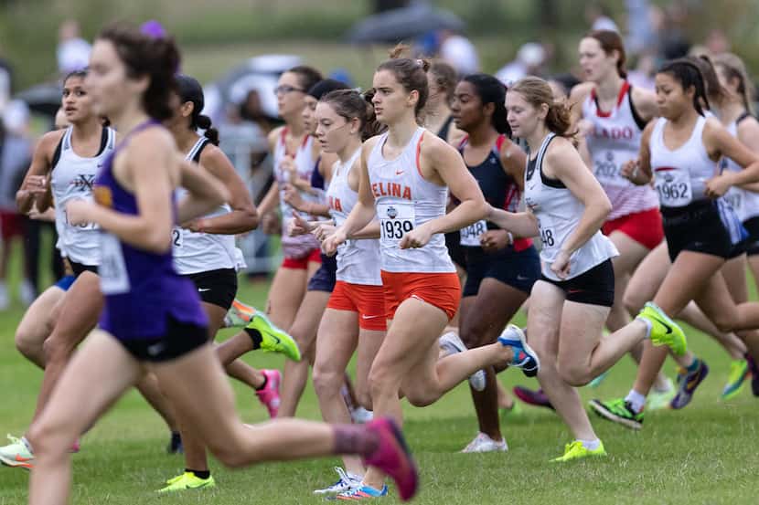 Alexis Frick of the Celina High School Bobcats runs in the 4A girls’ 3200m race during the...