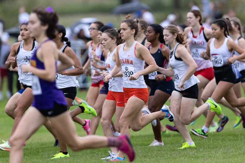 Alexis Frick of the Celina High School Bobcats runs in the 4A girls’ 3200m race during the...