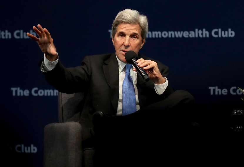  Former U.S. Secretary of State John Kerry  speaks during a Commonwealth Club of California...