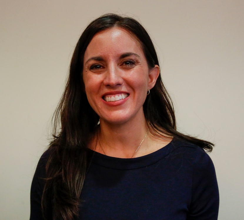 Texas Democratic Senate candidate Cristina Tzintzún Ramirez speaks at a meeting of the Lake...