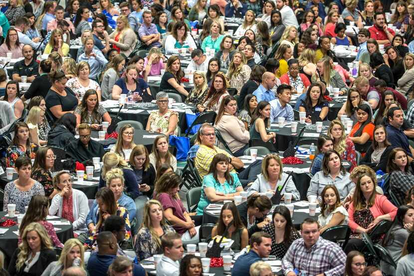 More than 900 new teachers and staff in Frisco ISD attended a Teacher Welcome at Dr Pepper...