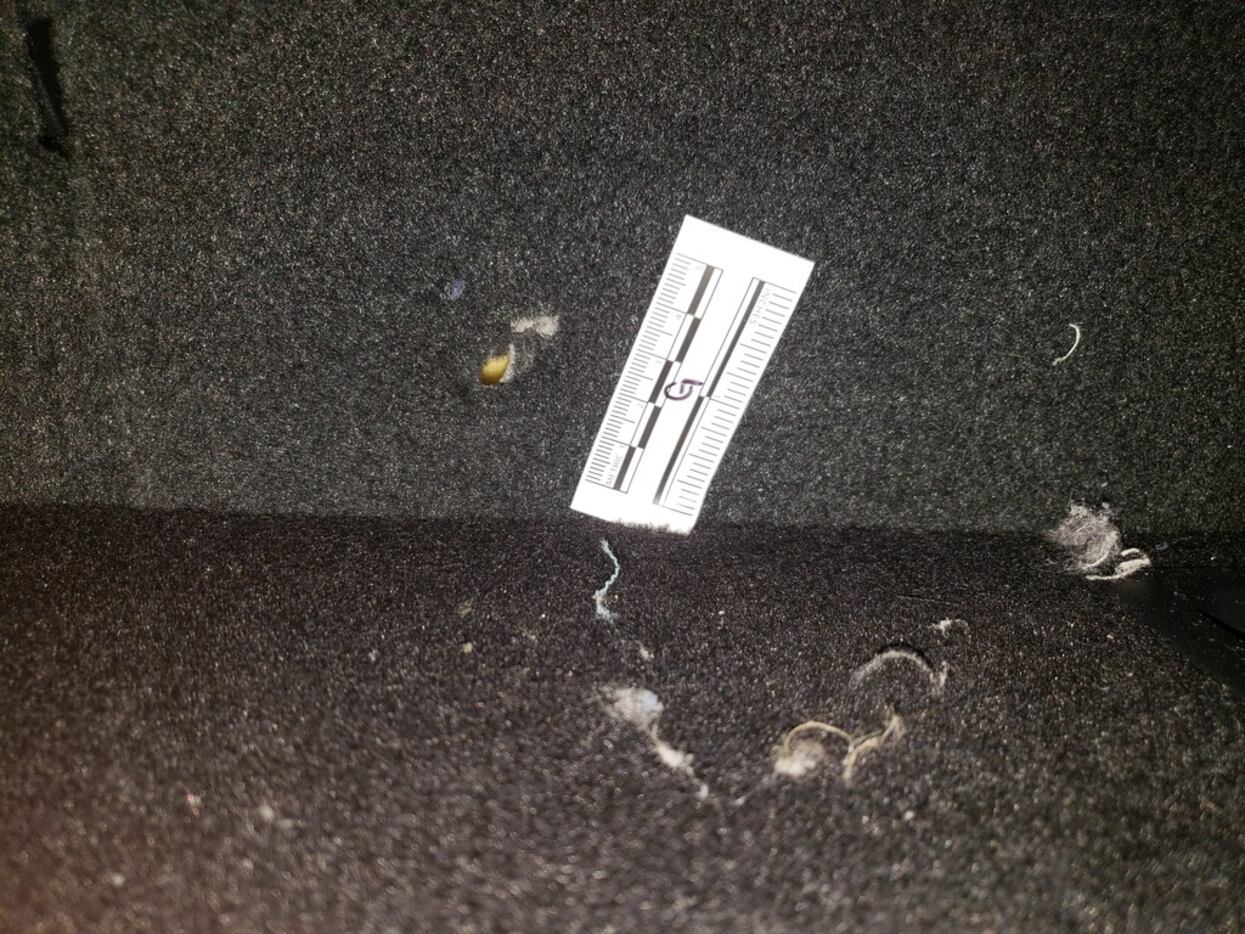 Bullet holes in Daniel Rodriguez Jr.'s vehicle.
