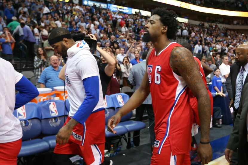 Los Angeles Clippers center DeAndre Jordan (6) exits the court after losing to the Dallas...